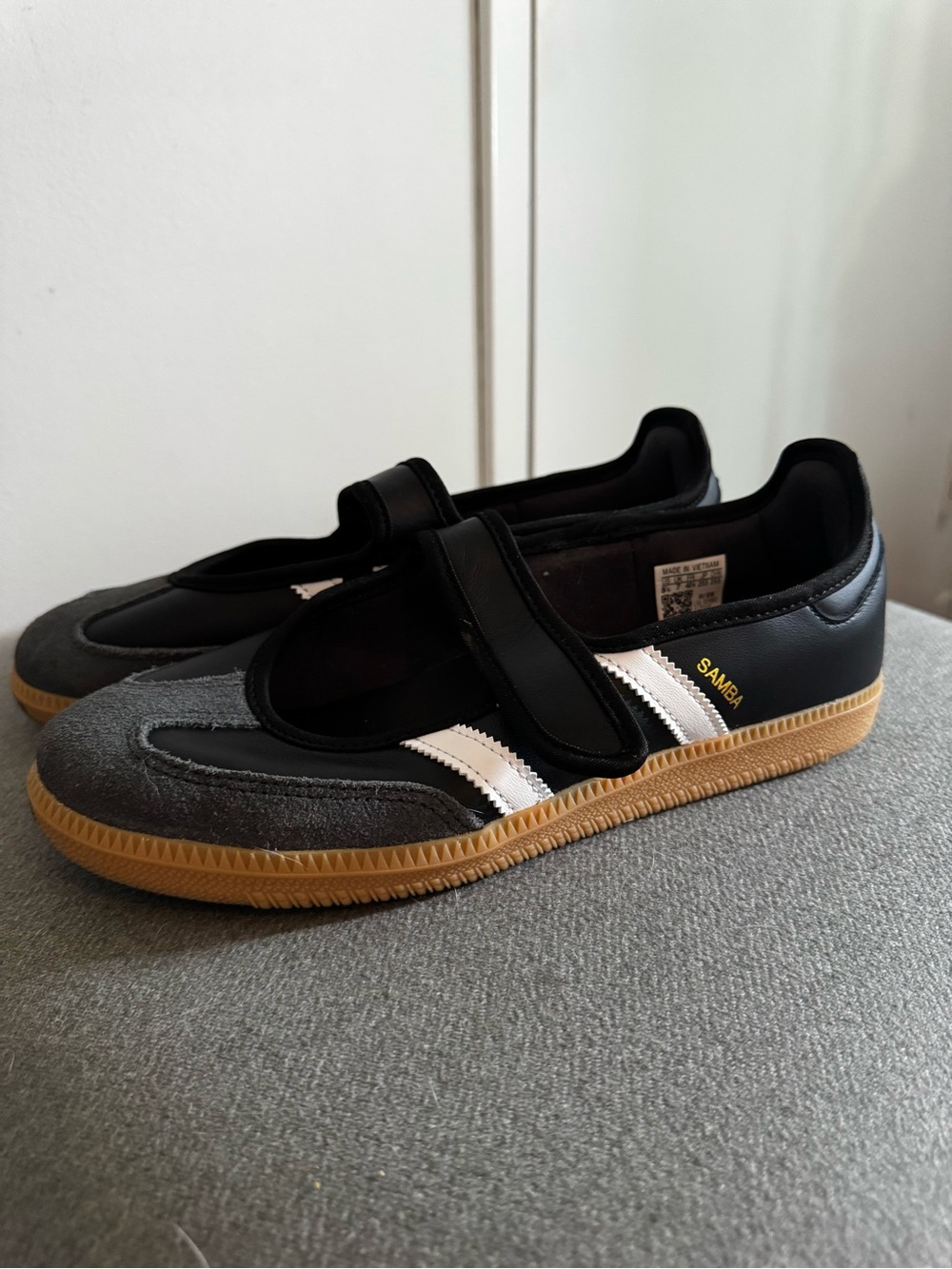 adidas Samba Mary Jane Sneakers - Black/White with Gum Sole - Picture 7 of 10